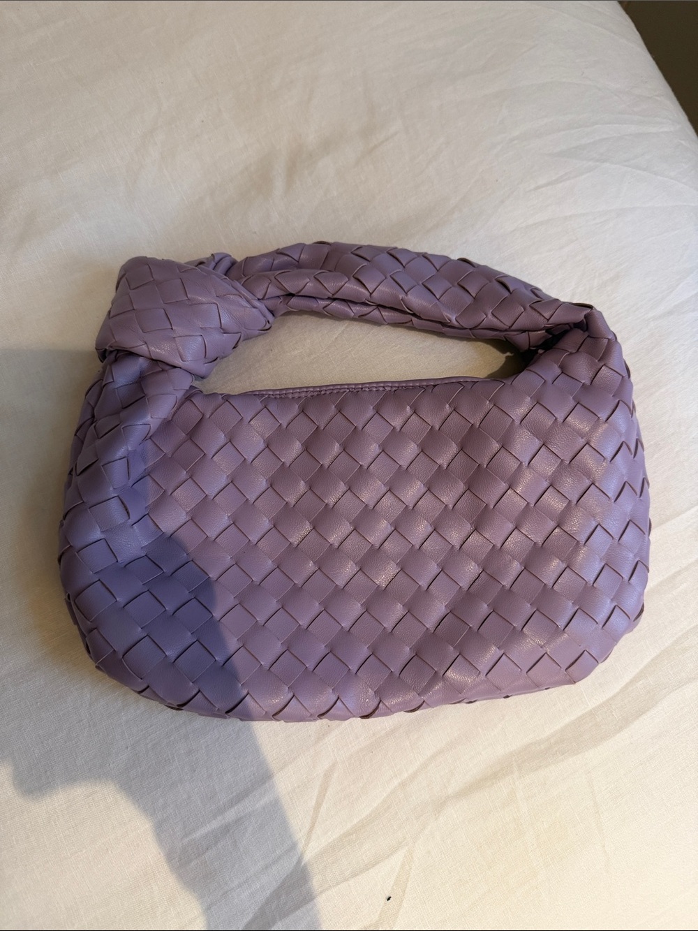 Woven Knot-Handle Jodi Shoulder Bag in Lavender